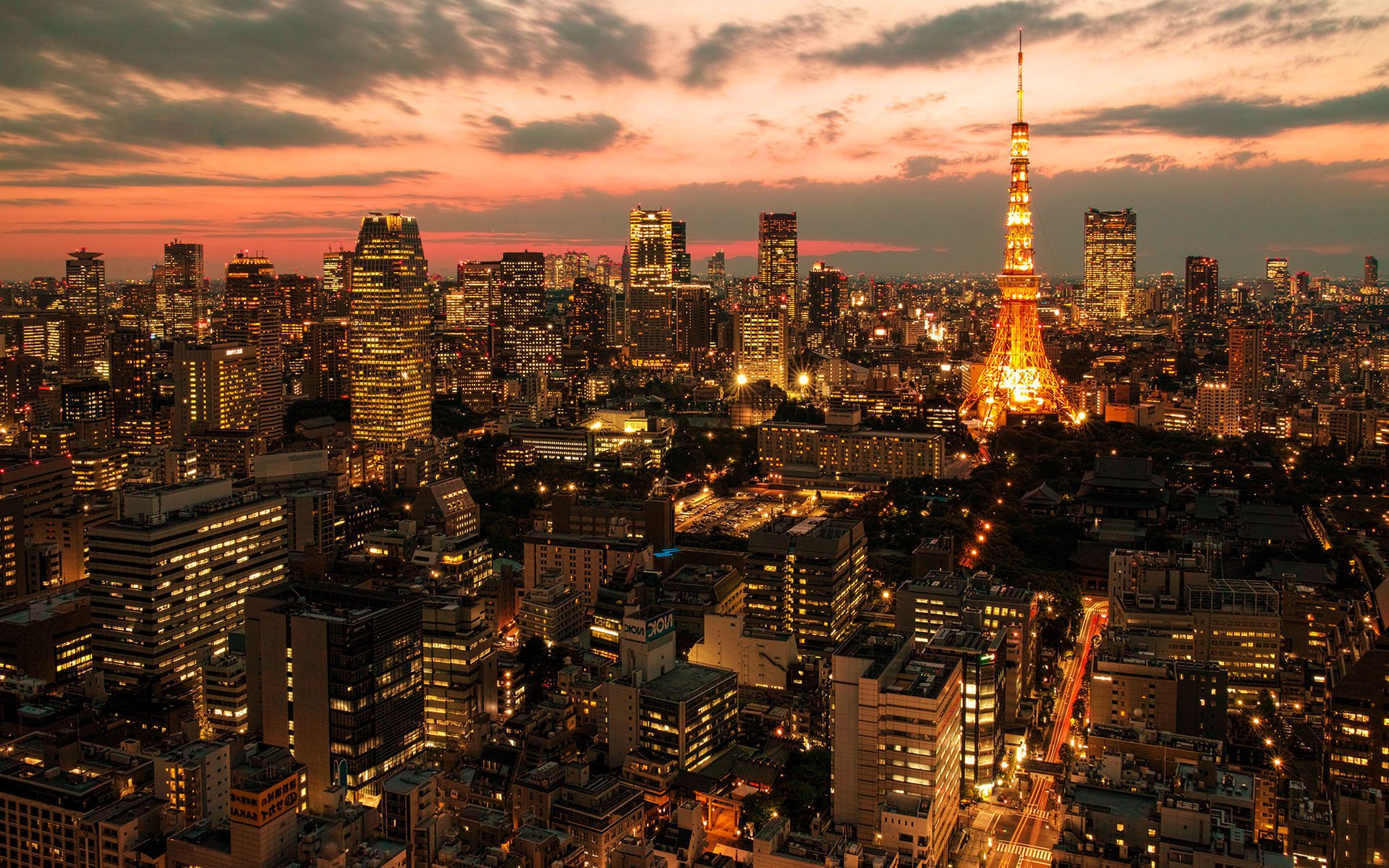 fond d'écran de la tour de tokyo,paysage urbain,ville,zone métropolitaine,zone urbaine,horizon