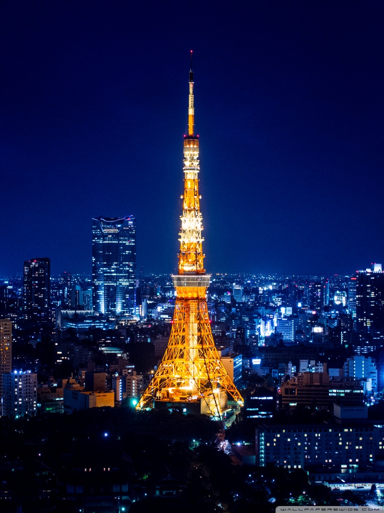tokyo tower wallpaper,torre,paesaggio urbano,città,area metropolitana,grattacielo