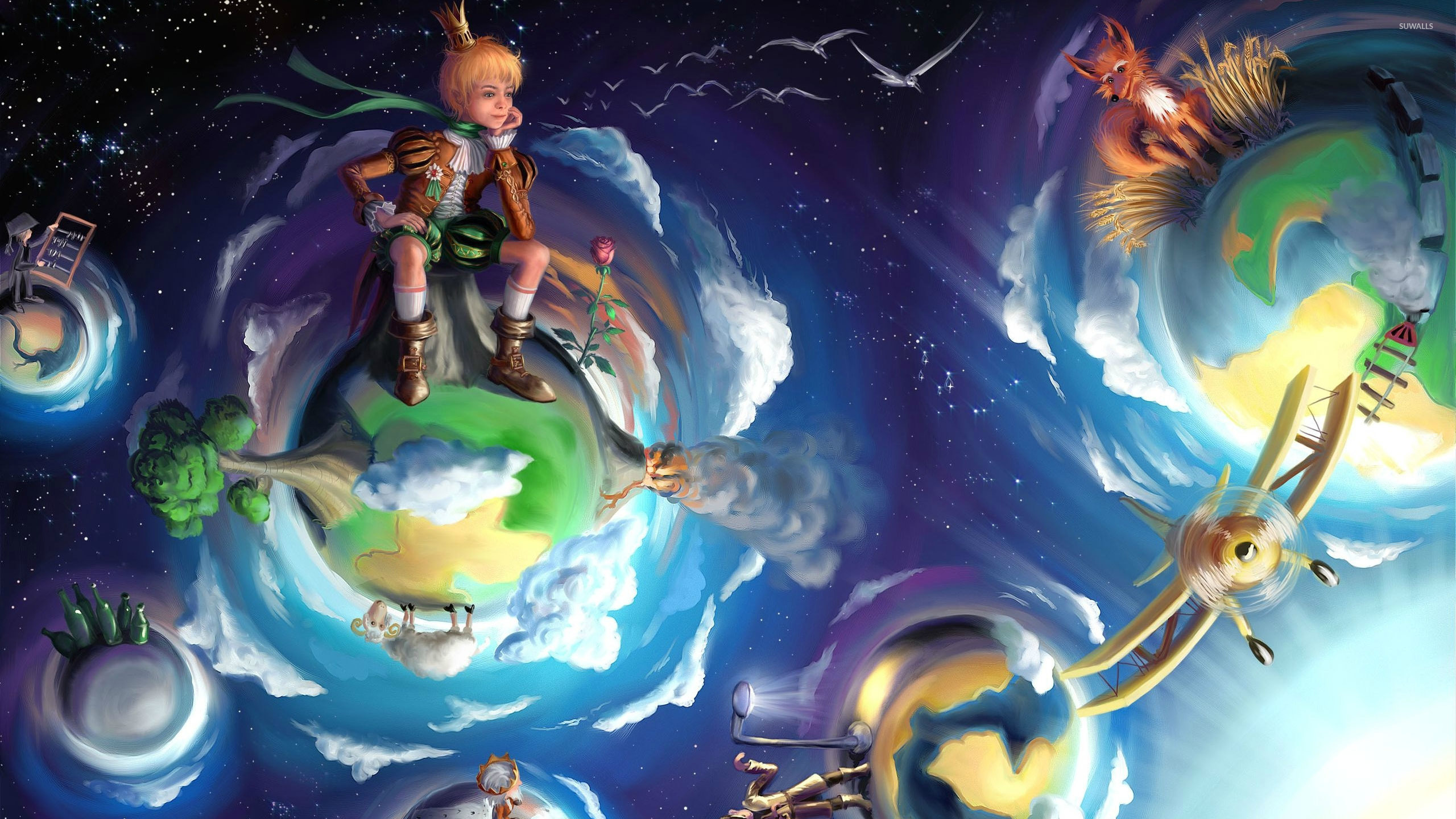 le petit prince tapete,cg kunstwerk,illustration,mythologie,erfundener charakter,grafikdesign