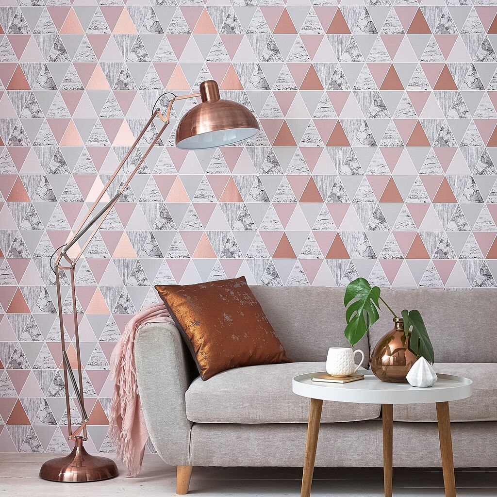 grey and rose gold wallpaper,wallpaper,wall,tile,room,pink