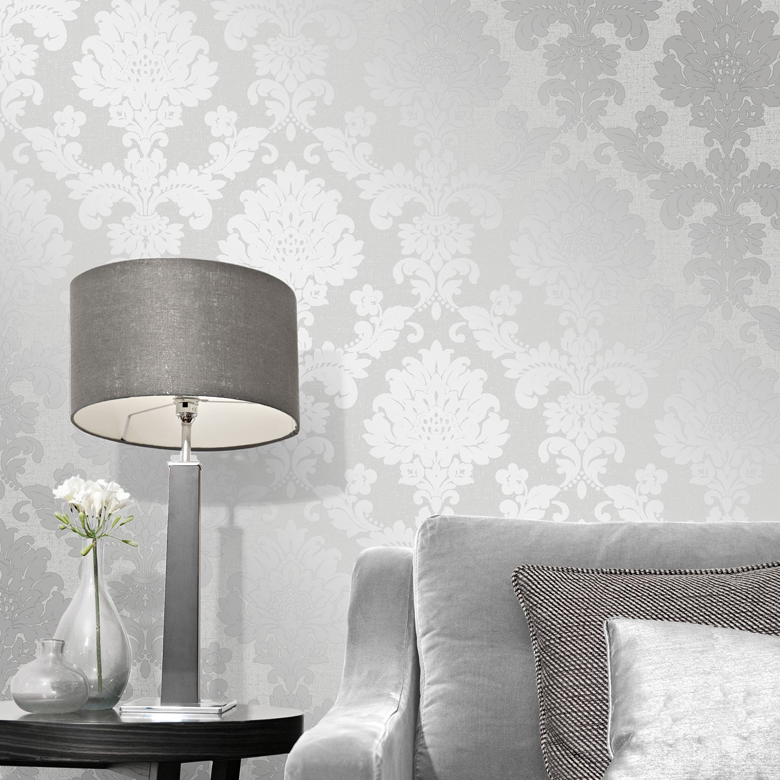 grey and rose gold wallpaper,lampshade,wall,lighting accessory,wallpaper,room