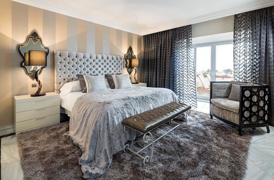 striped wallpaper bedroom,bedroom,furniture,room,bed,interior design