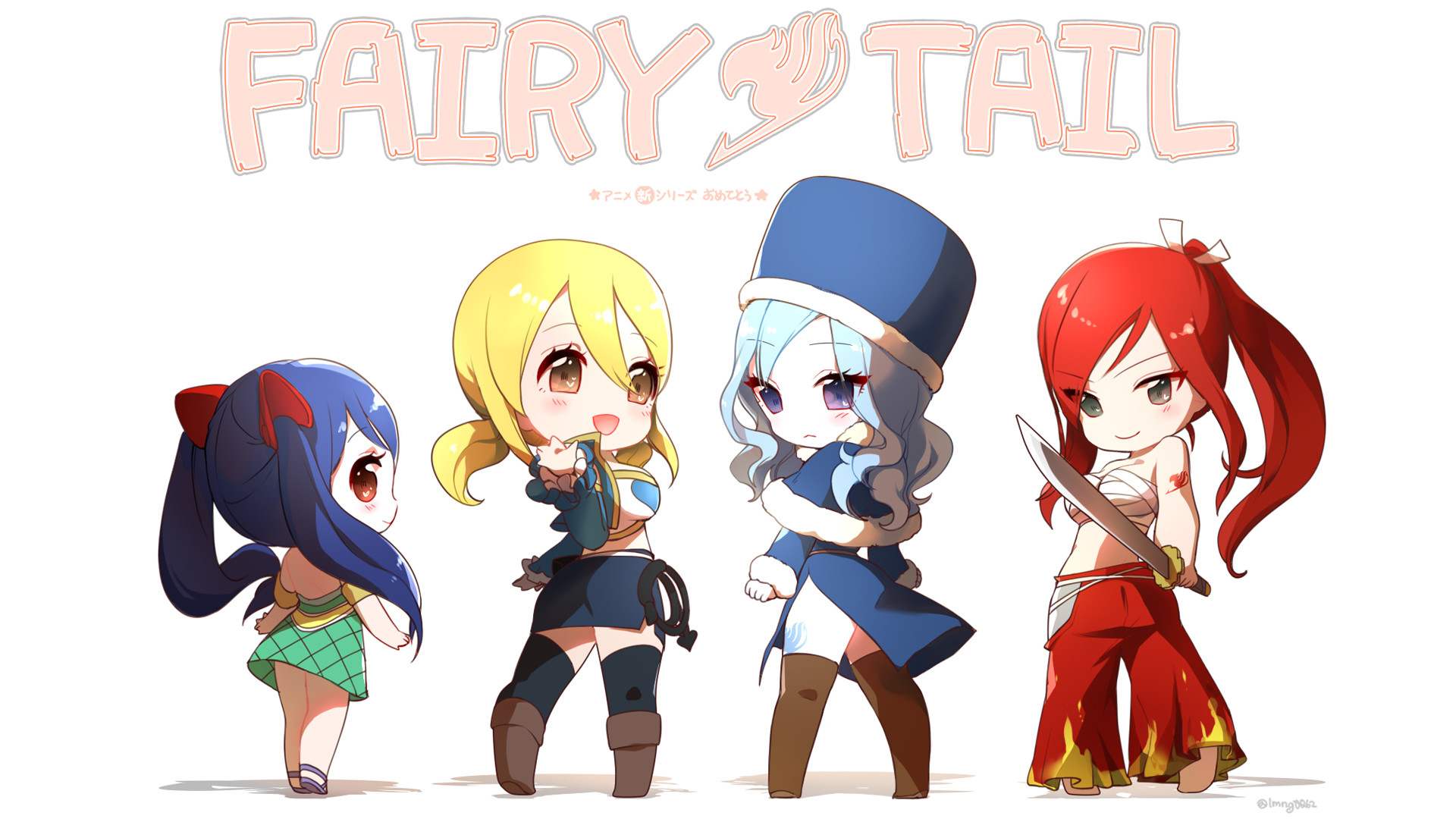 fairy tail chibi wallpaper,cartoon,anime,animated cartoon,animation,illustration