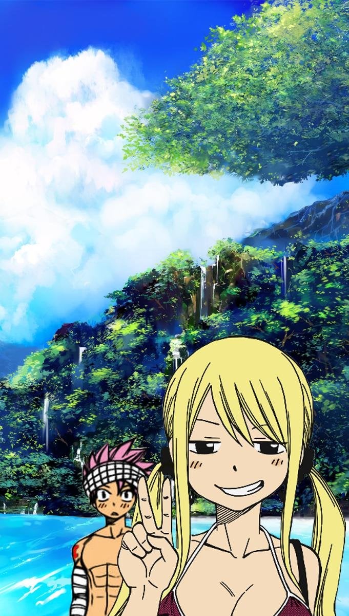 fairy tail telefon wallpaper,karikatur,natur,animierter cartoon,anime,himmel