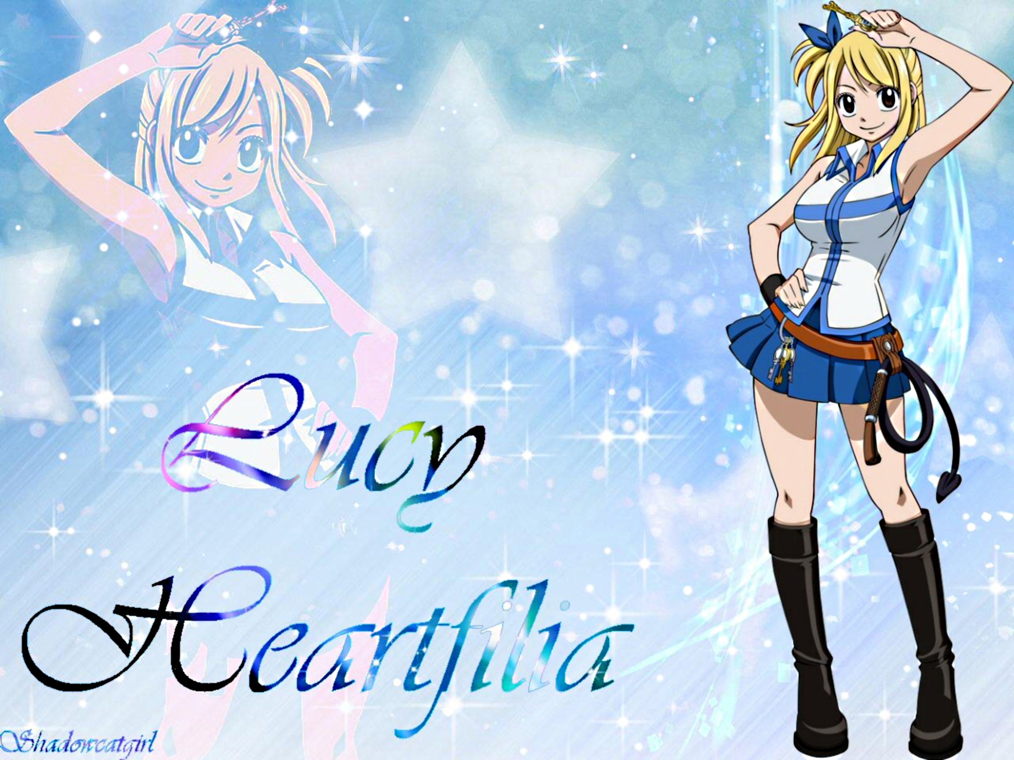 carta da parati lucy coda di fata,cartone animato,anime,animazione,cg artwork,illustrazione