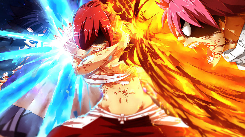 Download Fairy Tail Characters Mage Natsu And Gray Wallpaper | Wallpapers .com