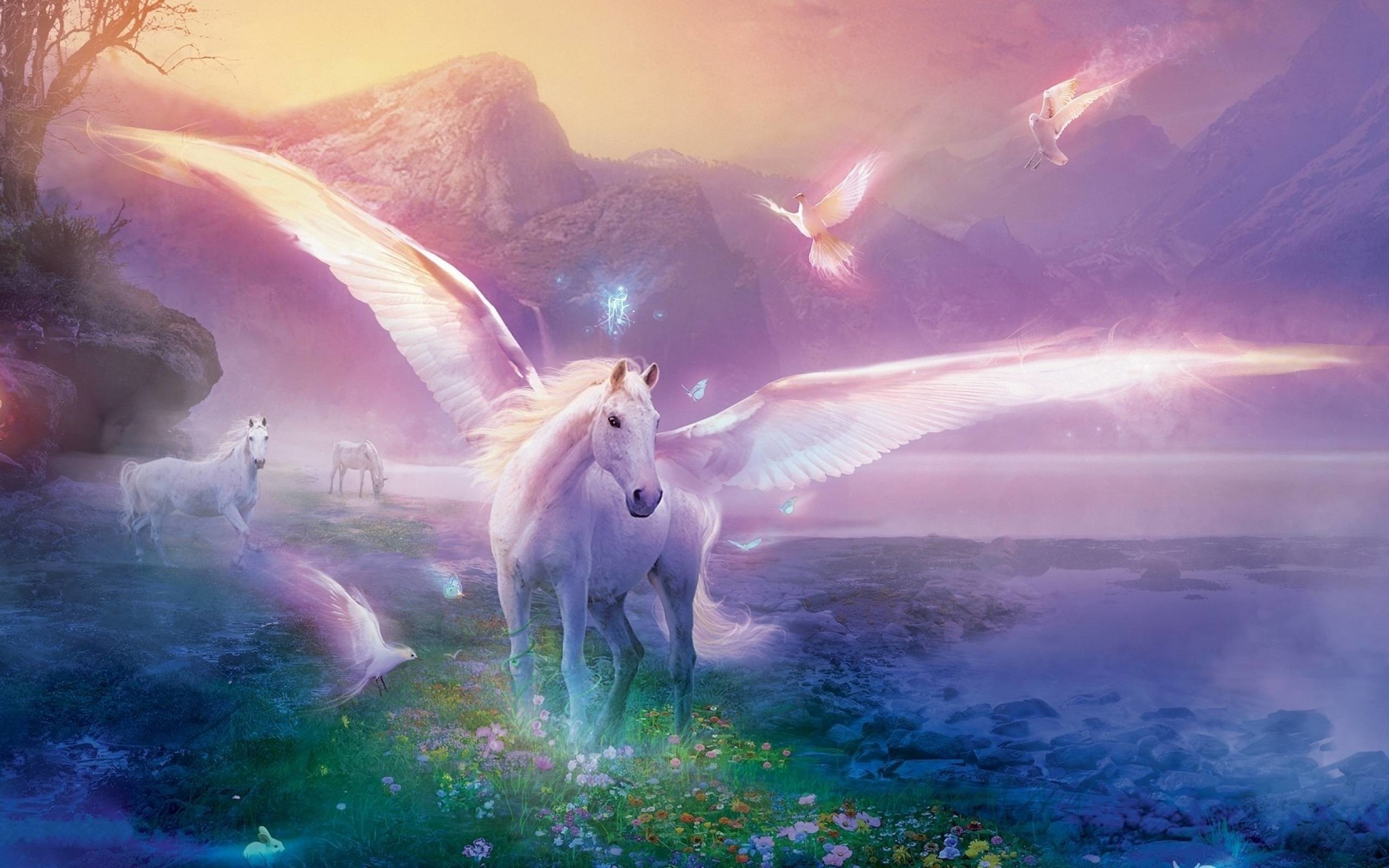 fondo de pantalla de unicornio b & m,personaje de ficción,unicornio,criatura mítica,cielo,cg artwork