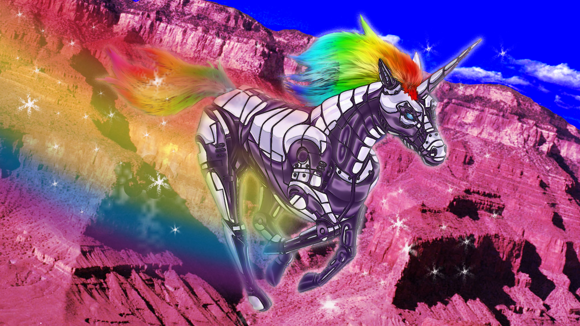 unicorn wallpaper b&m,fictional character,unicorn,mythical creature,graphic design,cg artwork