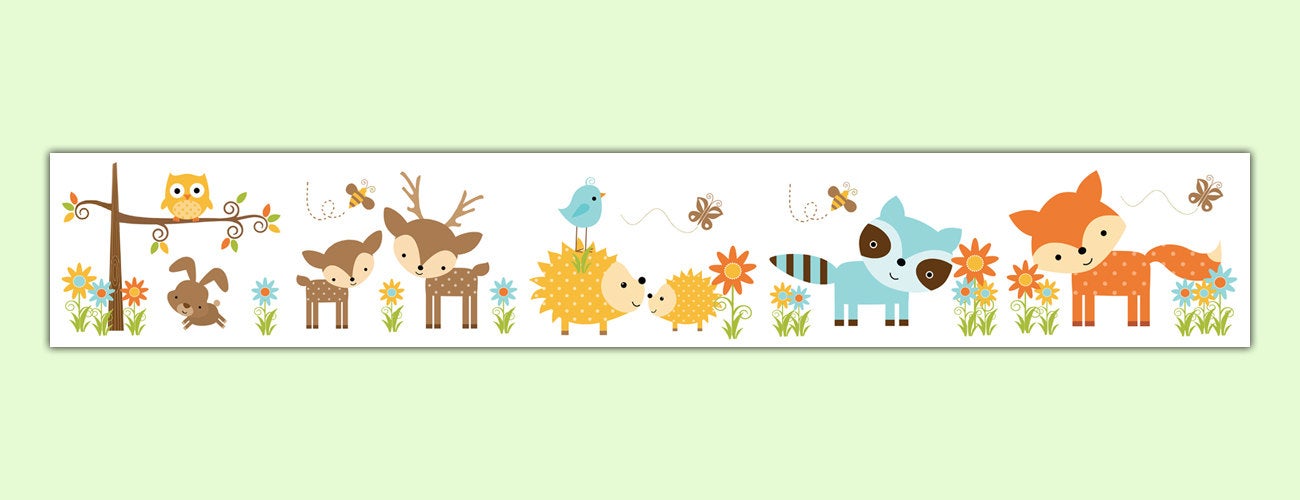 woodland themed wallpaper,illustration,room,wall sticker,fawn,wildlife