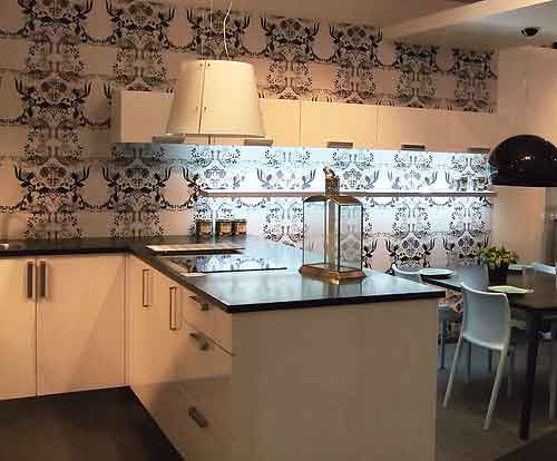 papel pintado moderno de la cocina,habitación,encimera,diseño de interiores,propiedad,loseta