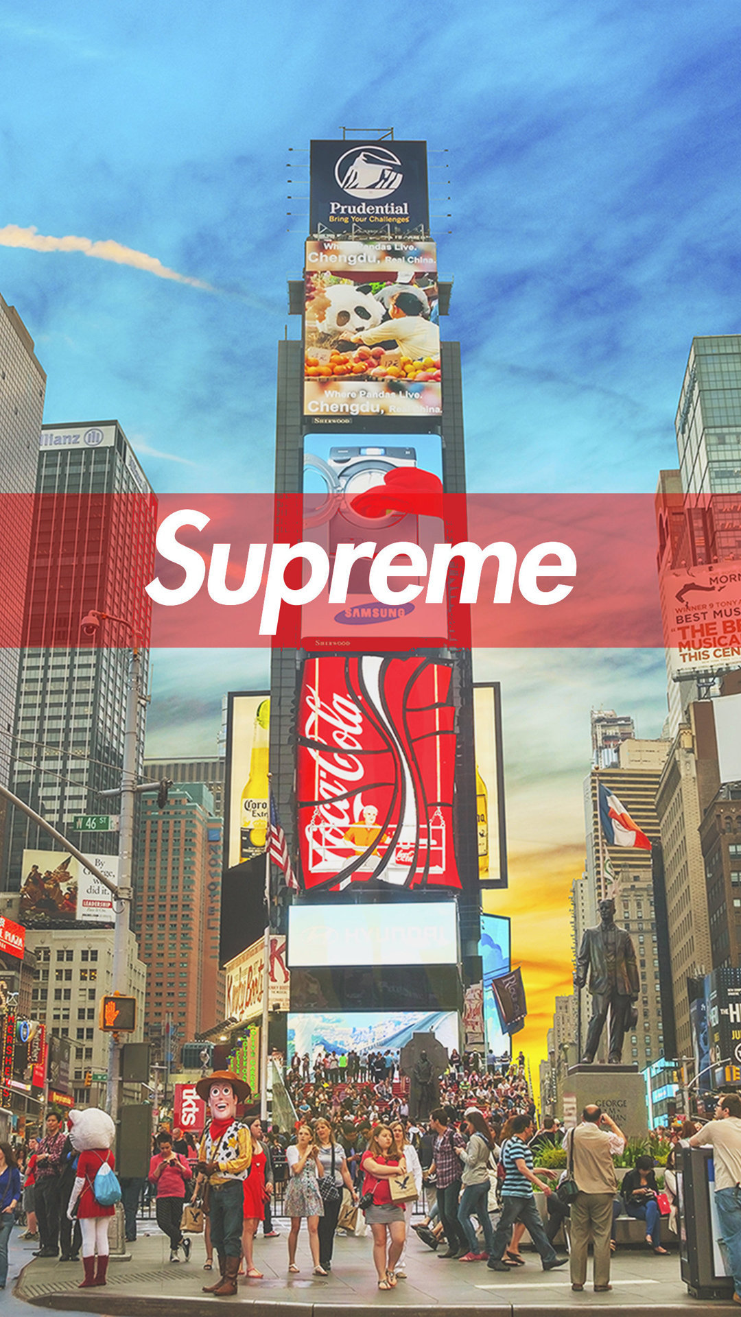 supreme logo wallpaper hd,advertising,product,metropolitan area,landmark,banner