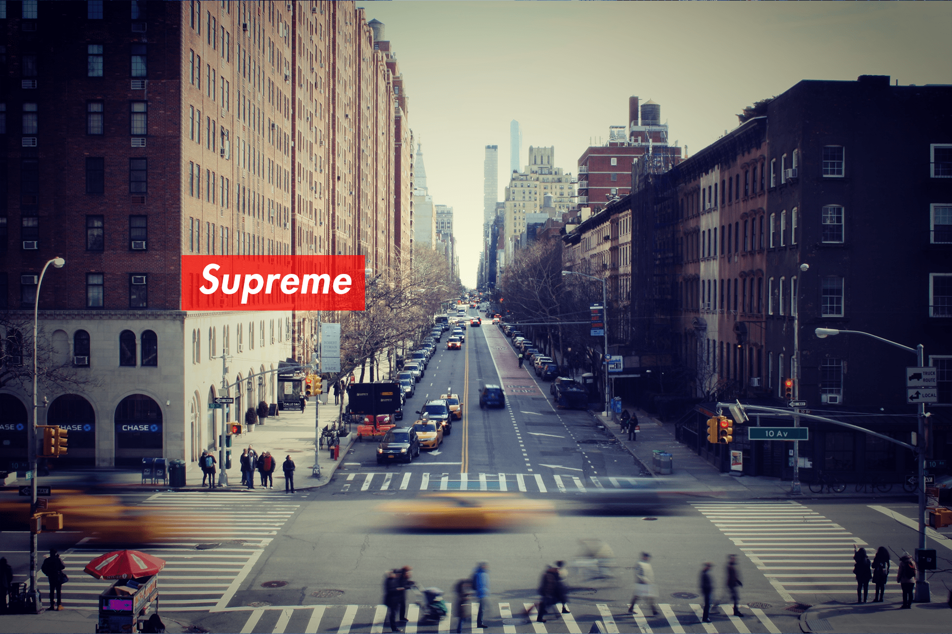 supreme new york wallpaper,urban area,metropolitan area,city,street,metropolis