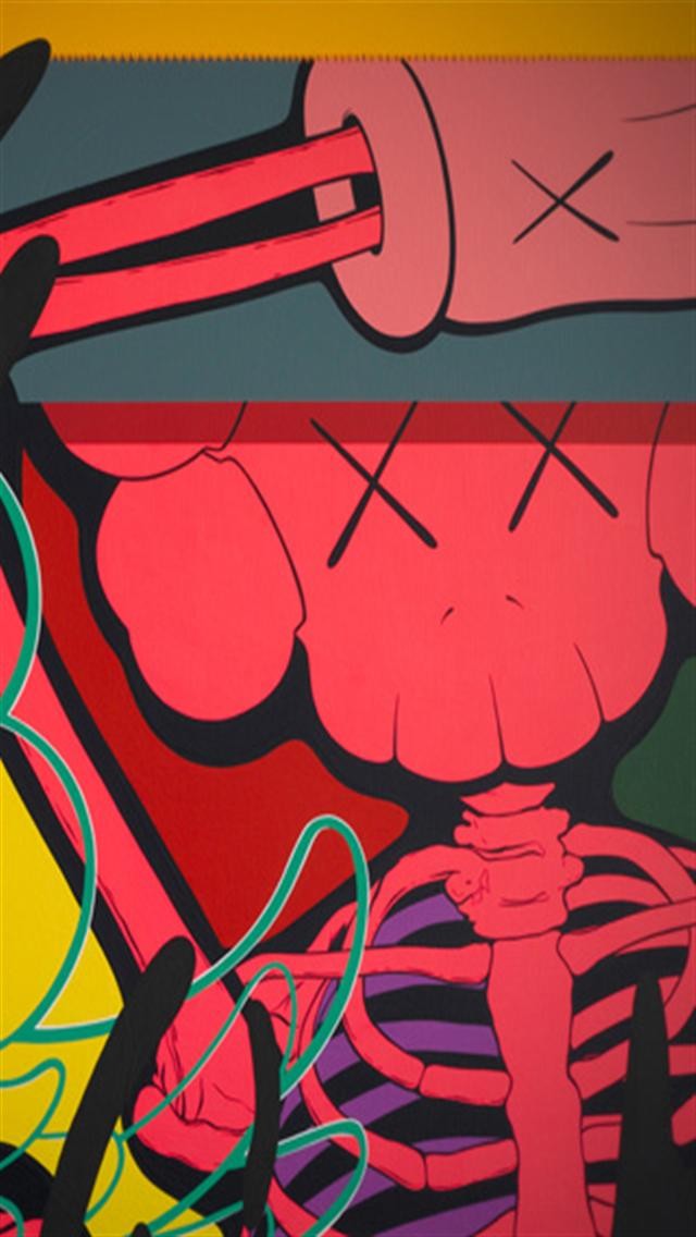 kaws iphone wallpaper,red,graffiti,street art,modern art,art