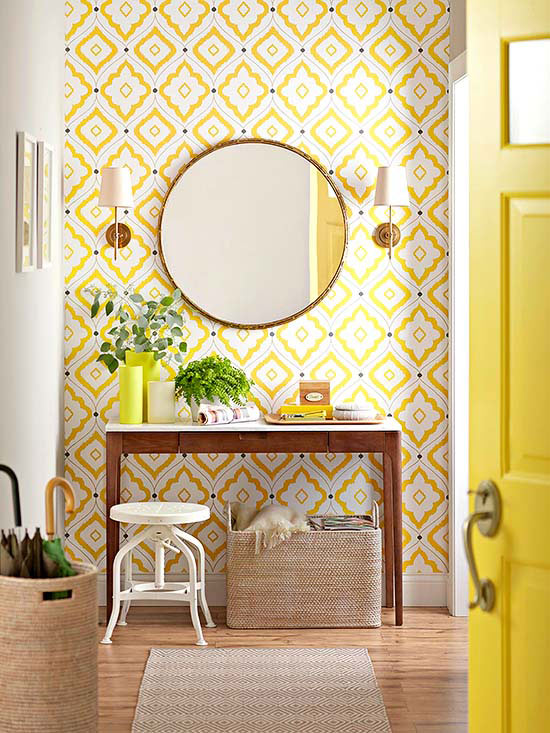 bungalow wallpaper,wall,yellow,wallpaper,room,product