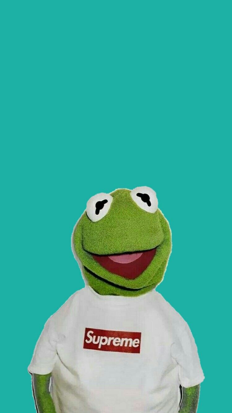 supreme kermit wallpaper,green,frog,amphibian,cartoon,toy