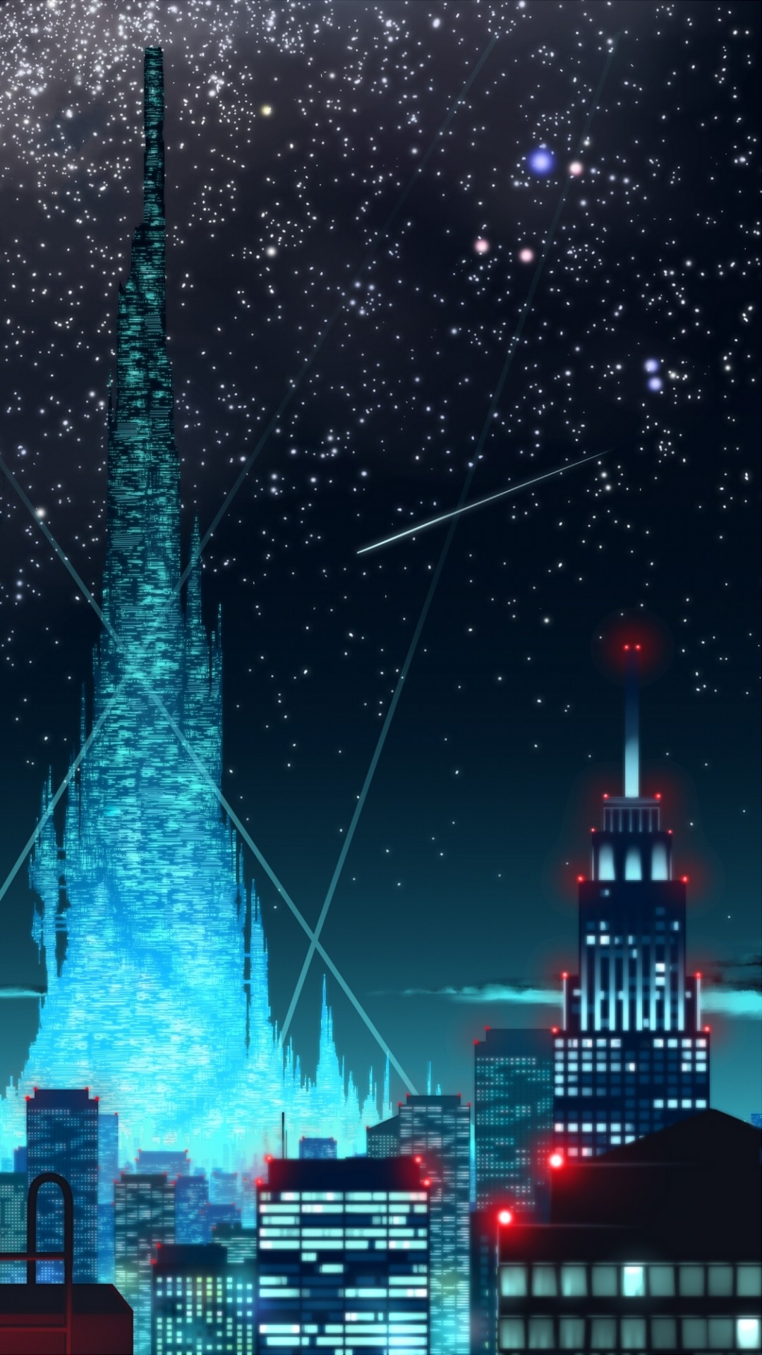 anime video wallpaper,área metropolitana,cielo,ciudad,torre,rascacielos