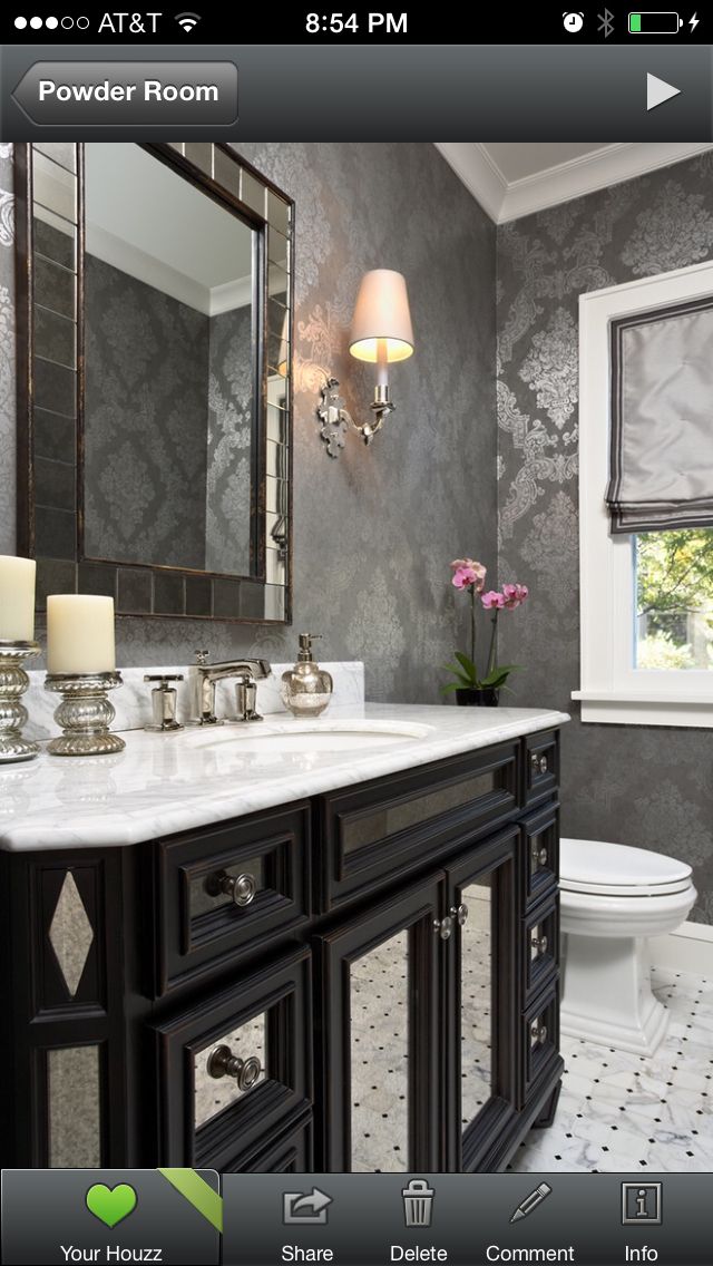 silver bathroom wallpaper,room,countertop,black,tile,bathroom