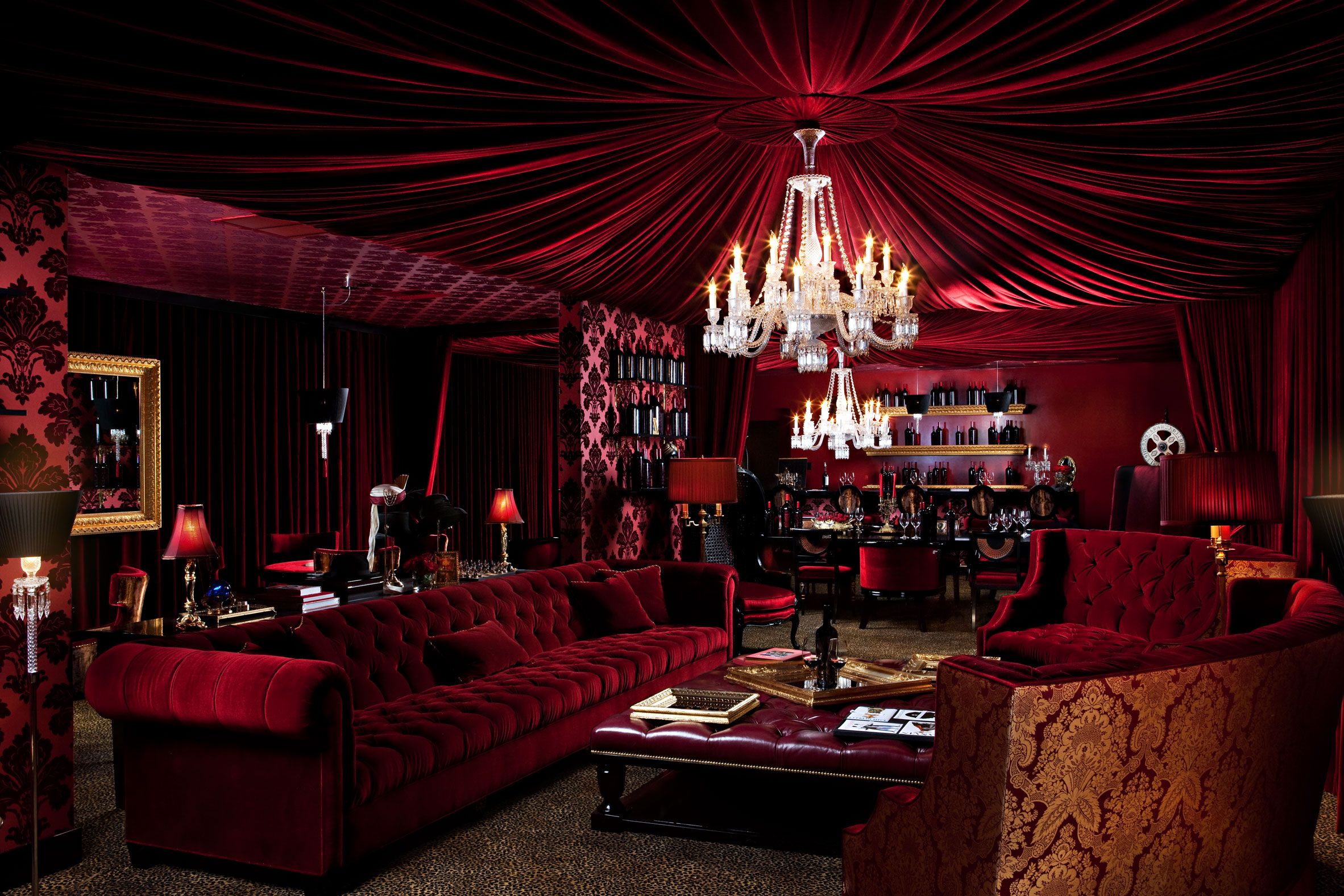 red living room wallpaper,red,room,interior design,lighting,living room