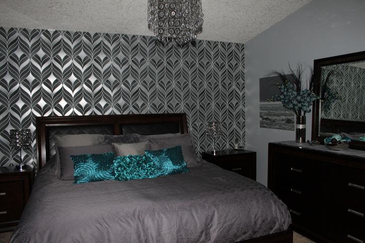 teal bedroom wallpaper,bedroom,room,furniture,bed,property