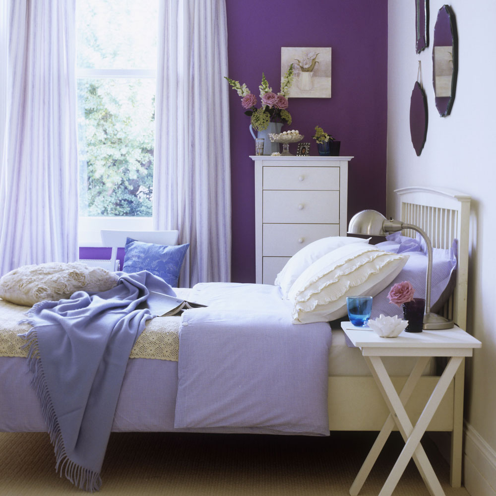 lilac wallpaper bedroom,bedroom,bed,furniture,bed sheet,room