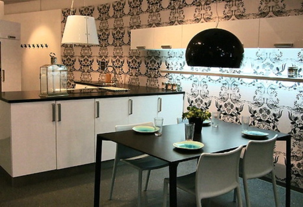 black kitchen wallpaper,room,interior design,property,furniture,kitchen