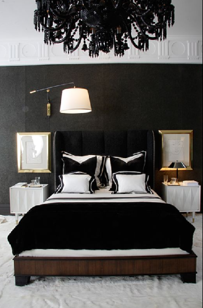papel pintado blanco y negro para dormitorio,dormitorio,cama,mueble,habitación,negro
