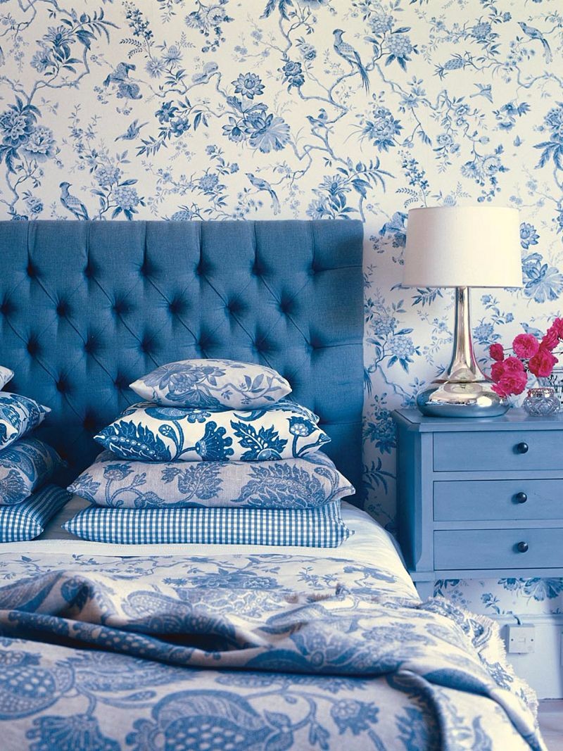 blue bedroom wallpaper,blue,bedroom,room,furniture,bed