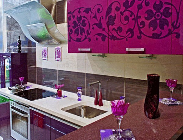 papier peint cuisine violet,violet,plan de travail,violet,chambre,design d'intérieur