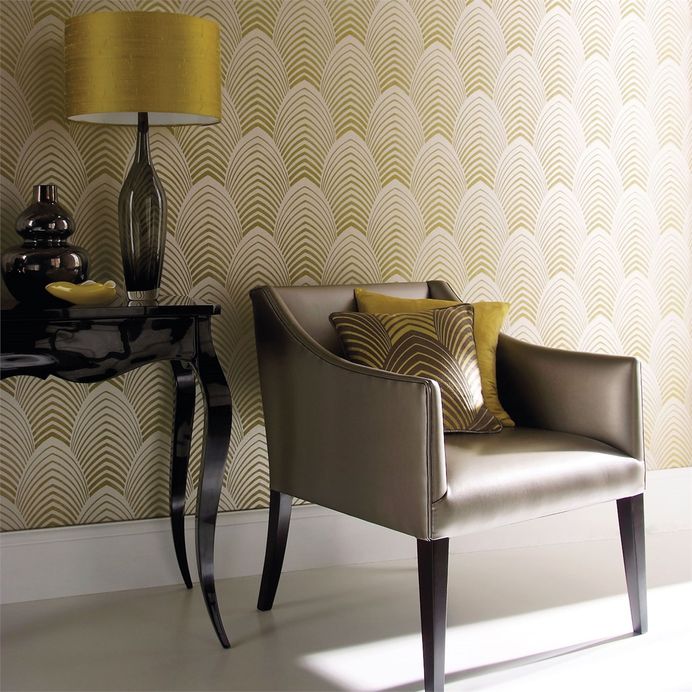 art deco wallpaper b&q,furniture,interior design,room,wallpaper,yellow