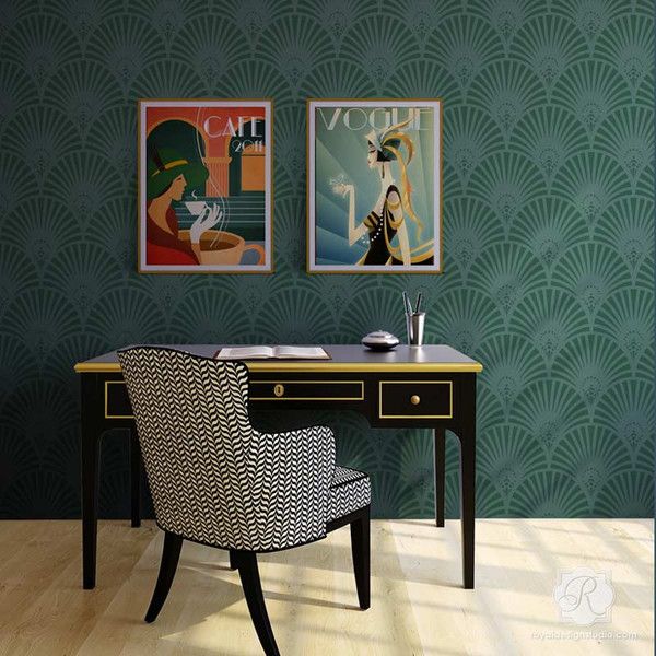 art deco wallpaper b&q,furniture,table,green,room,wall