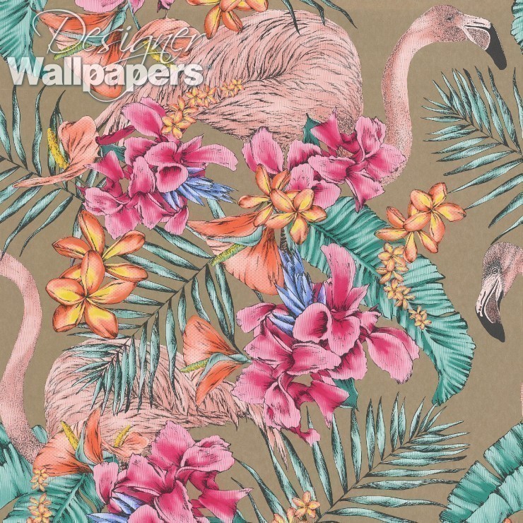 flamingo wallpaper uk,pattern,bird,pink,plant,floral design (#723032