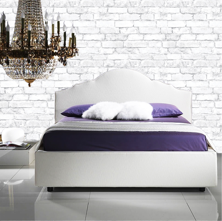 흰색 벽돌 벽지 침실,침대,가구,침실,벽,침대 프레임
