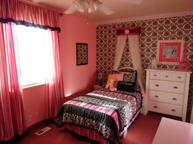 paris wallpaper for bedroom,bedroom,bed,room,furniture,pink