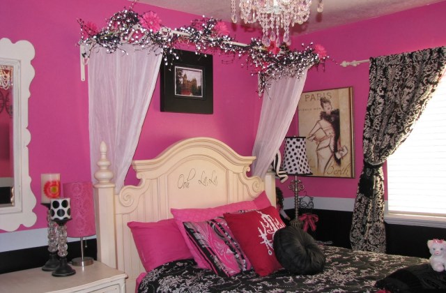 침실 파리 벽지,장식,침실,분홍,가구,방