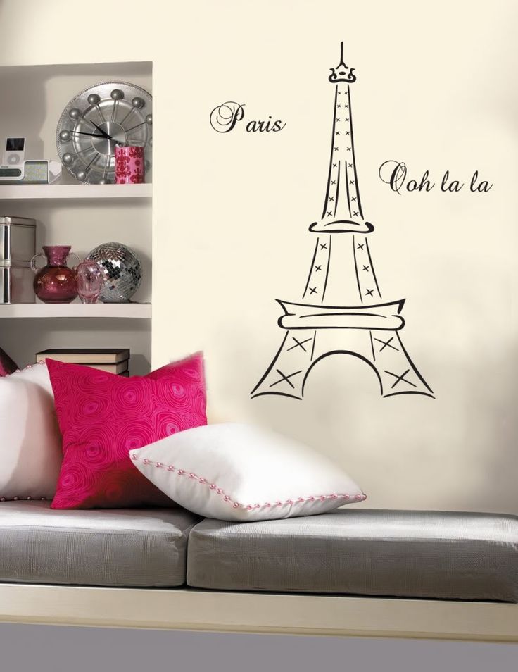 paris wallpaper for bedroom,wall,furniture,room,pink,wall sticker