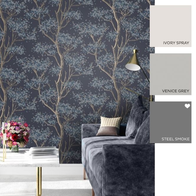 blue feature wallpaper,wallpaper,wall,furniture,room,tree