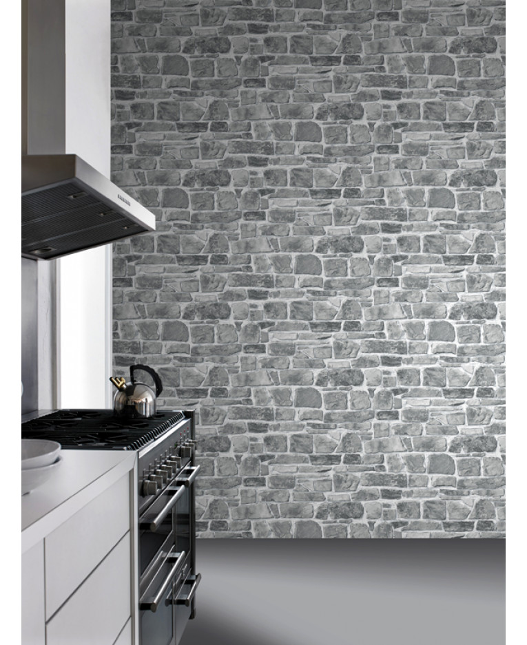 Stone Wall Wallpaper Feature Wall In Kitchen WallpaperUse