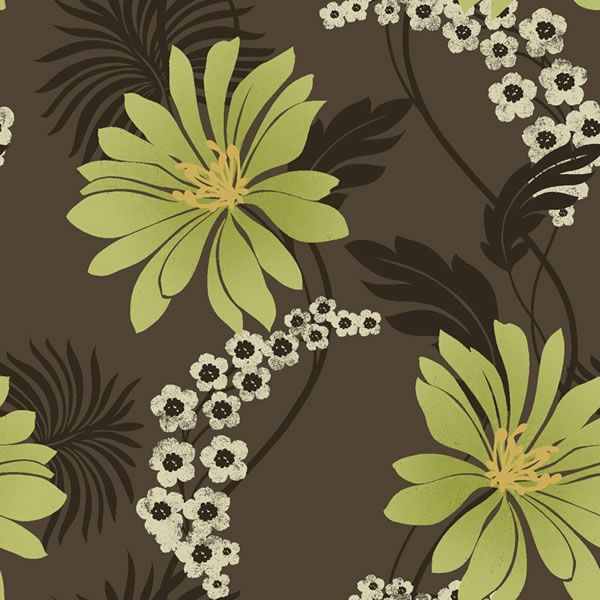 緑と茶色の壁紙,パターン,緑,葉,花柄,工場
