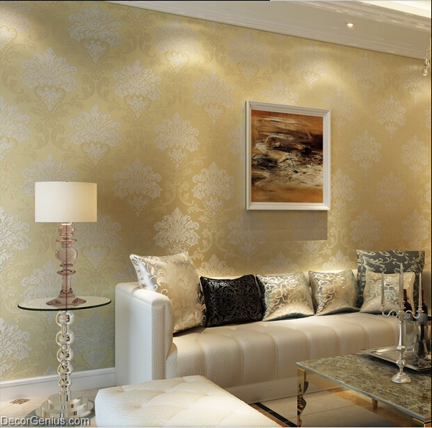 gold bedroom wallpaper,living room,room,wall,interior design,wallpaper