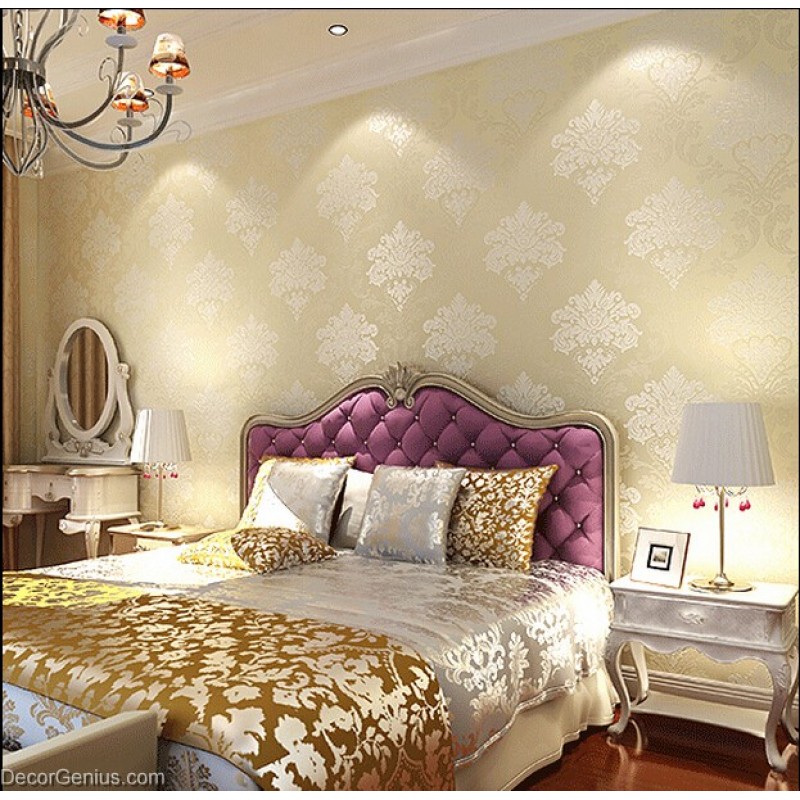 papier peint de chambre d'or,chambre,lit,meubles,chambre,mur