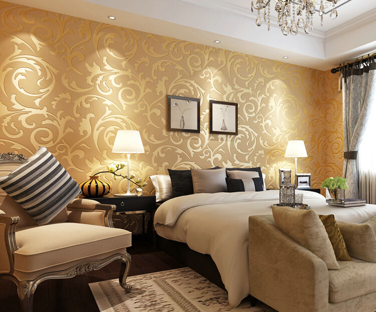 gold bedroom wallpaper,living room,room,interior design,wall,furniture