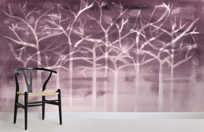 purple wallpaper feature wall,nature,branch,furniture,purple,tree
