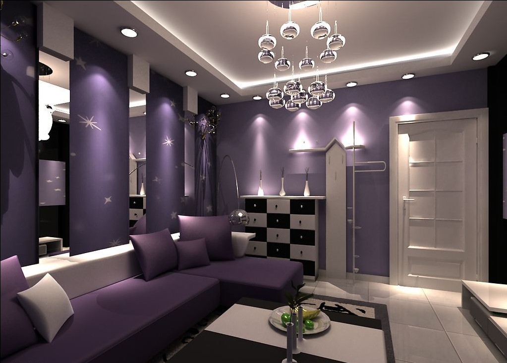 purple wallpaper for walls,living room,interior design,room,ceiling,lighting