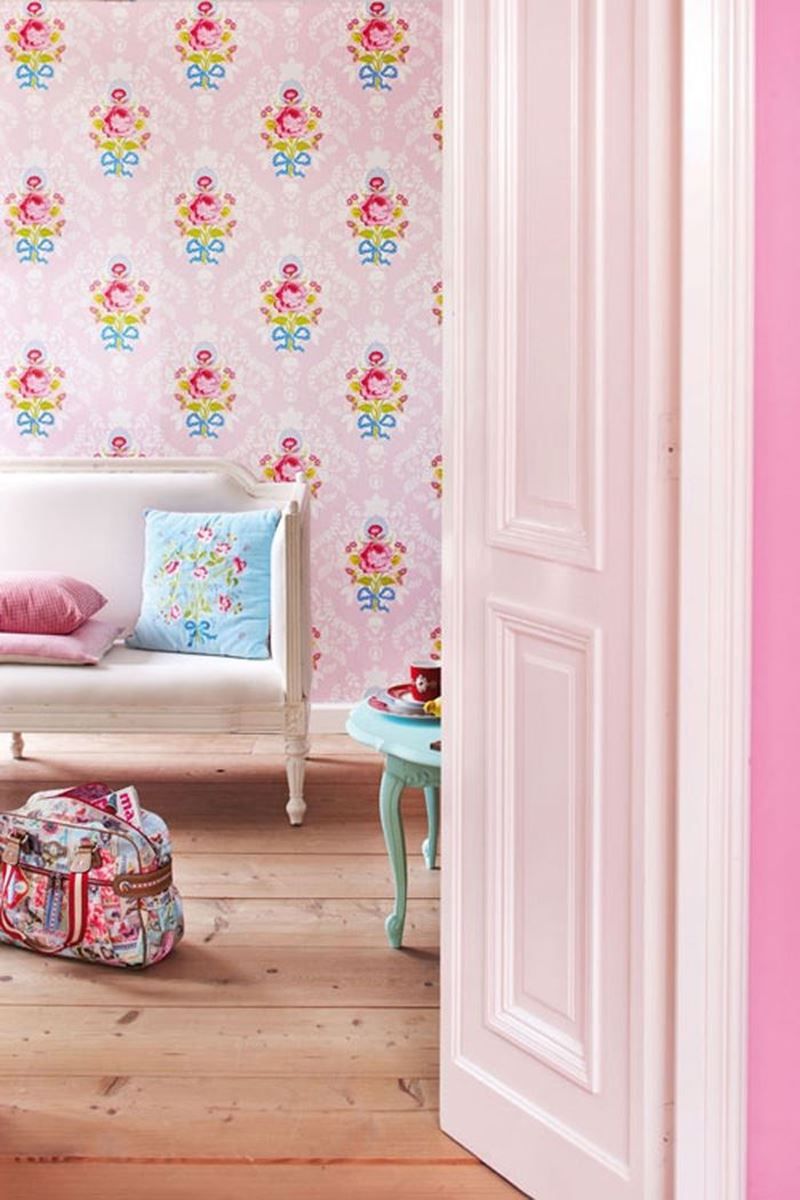 초라한 세련된 벽지 b & q,분홍,벽지,방,벽,커튼