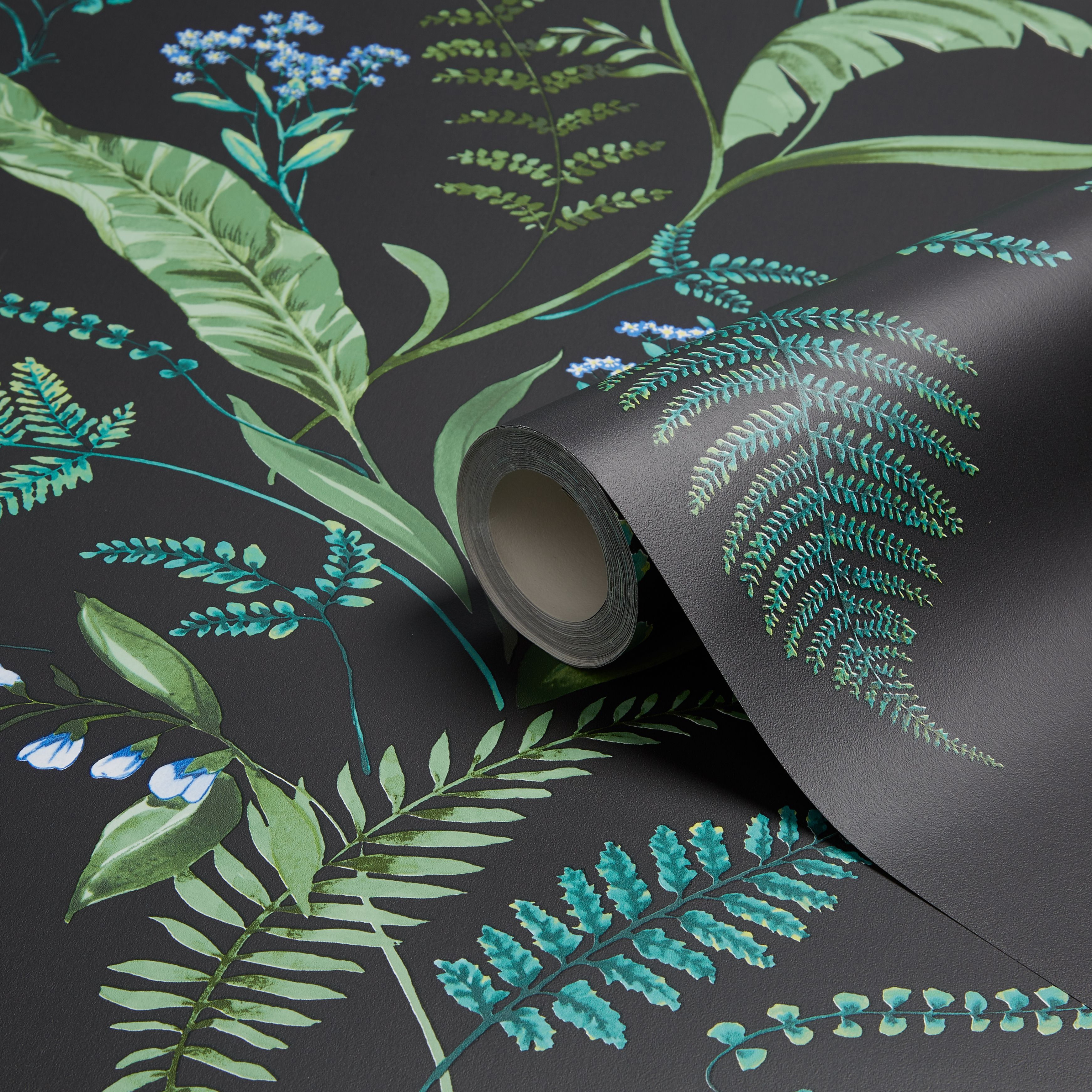 K2 Fern & Flowers Green Floral Smooth Wallpaper WallpaperUse