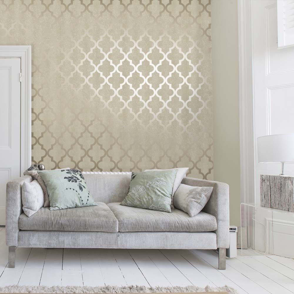 cream and gold wallpaper b&q,furniture,wall,room,interior design,couch