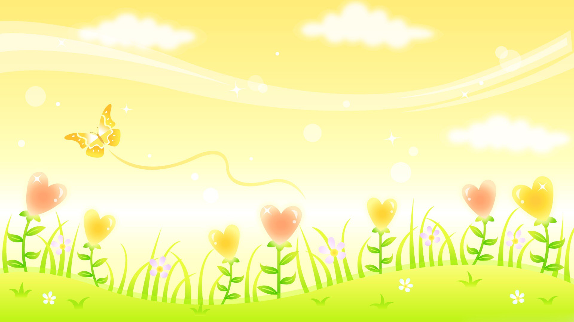 fond d'écran heureux,vert,jaune,orange,prairie,printemps