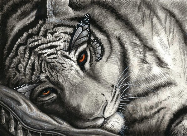 صور wallpaper,bengal tiger,tiger,snout,drawing,whiskers