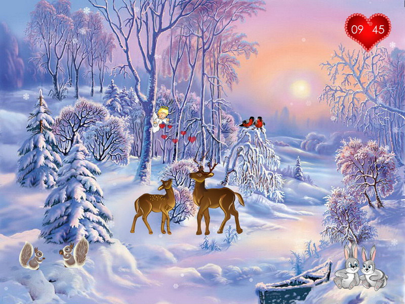 san valentín libre de pantalla en vivo,invierno,paisaje natural,ciervo,escarcha,nochebuena