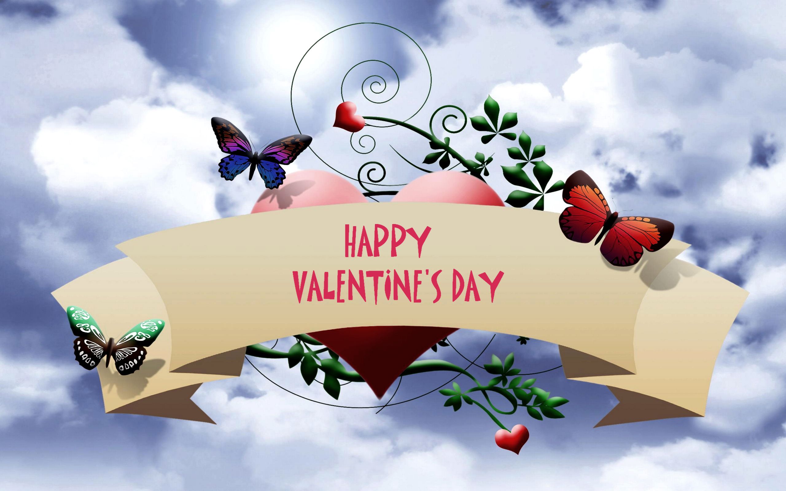 happy valentine day wallpaper hd,sky,illustration,graphic design,font,plant